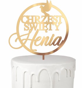 TOPPER CHRZEST ŚWIĘTY Z IMIENIEM CZCIONKA 10