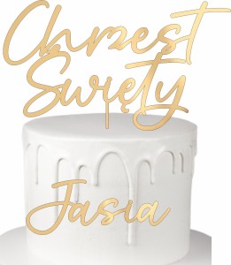 TOPPER CHRZEST ŚWIĘTY + DOWOLNE IMIĘ ZESTAW 3