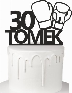Topper bokser rękawice + dowolne imię cyfra