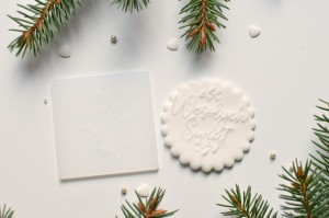 Stempel Wesołych Świąt z gałązką