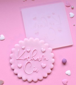 Stempel do masy cukrowej Kocham Cię z serduszkami