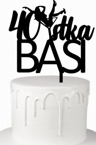 Topper urodziny + dowolne imię kobieta w kieliszku