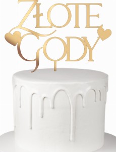 Topper Złote Gody z serduszkami
