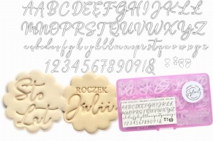 Alfabet literki do masy cukrowej zestaw elegante premium z stemplami