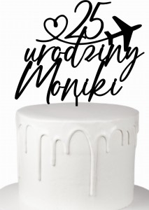 Topper dekoracja dowolne imię + wiek samolot mapa świata podróż