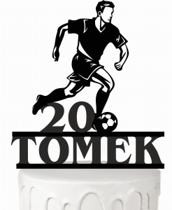 Topper na tort piłkarz piłka nożna + dowolne imię wiek liczba