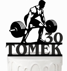 Topper na tort siłownia siłacz paker hantle + dowolne imię