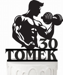 Topper na tort siłownia siłacz paker hantle + dowolne imię