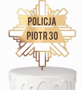 Topper na tort odznaka policyjna policja + dowolne imię wiek