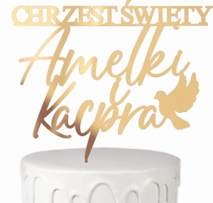 Topper na tort Chrzest Święty z dwoma imionami 