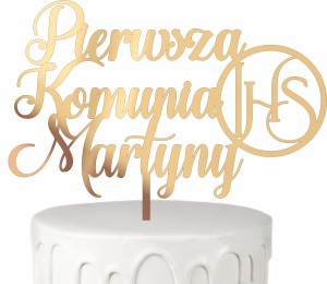 Topper Pierwsza Komunia IHS + dowolne imię