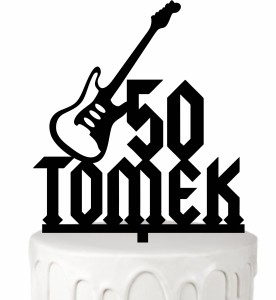 Topper na tort ROCK rockowy gitara elektryczna + dowolne imię wiek