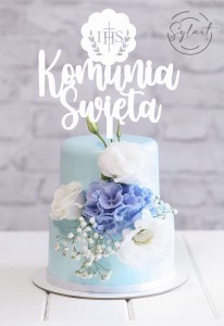 TOPPER KOMUNIA ŚWIĘTA Z OZDOBNYM IHS